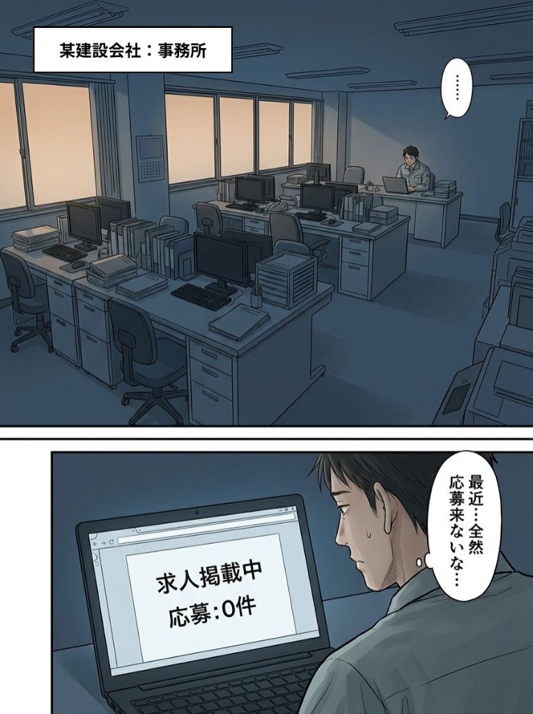 漫画1ページ目（某建設会社・応募0件）